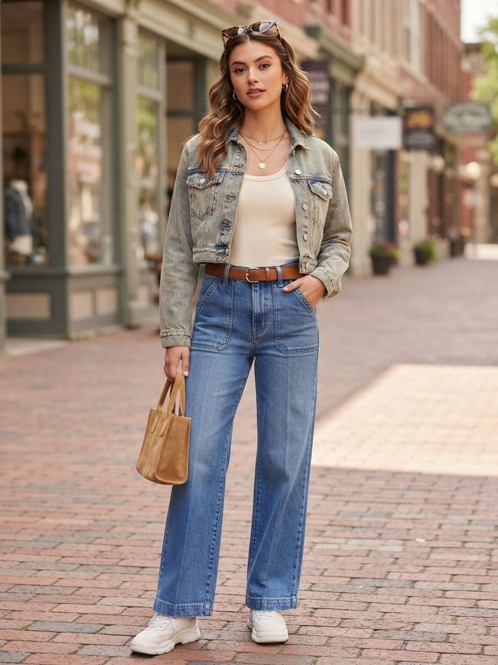 Universal Thread Streetwear Boho Chic High Rise Wide-Leg Jeans in Medium Blue